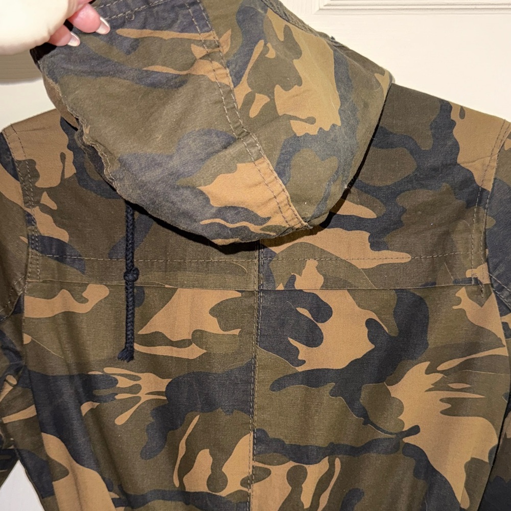 Ambiance Women's Camo Hooded Utility Jacket - Olive & Brown - Picture 5 of 5